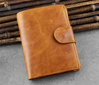 

Brand Design Many Function Inside Real Leather Short Hasp Wallet Men Brown