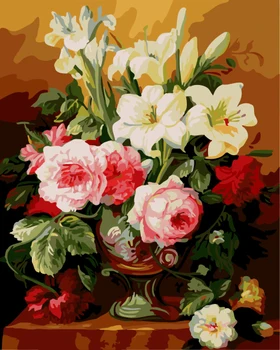 

Frameless picture on wall diy paint by numbers abstract drawing by numbers gift paint by numbers Flowers 40X50cm G228