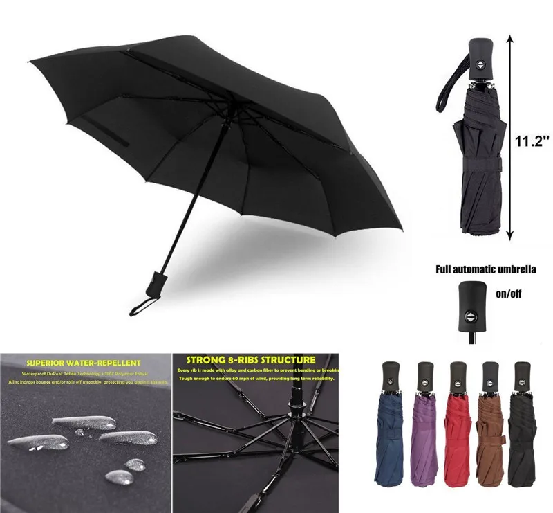 

DMBRELLA Automatic Umbrella Anti-UV Sun Rain Umbrella Windproof Folding Compact Auto Open Close Travel Parasol DM008