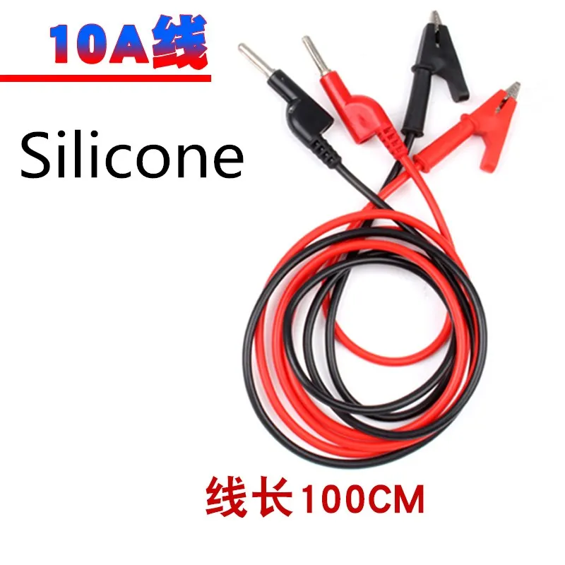 

10A Silicone one Clip plug 1M Alligator Cilp to AV Banana Plug Test Cable Lead Connector Dual Tester Probe 35mm Crocodile Clip
