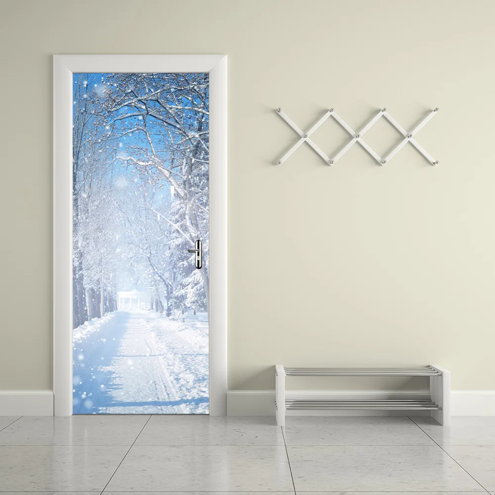 

2 pcs/set Winter Snow Wall Stickers DIY Mural Bedroom Home Decoration 3D Wall Stickers Poster Door Stickers Wallpaper D