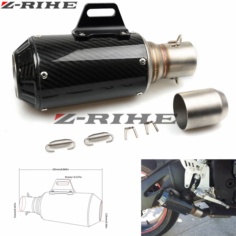 36 51mm carbon fiber Motorcycle Exhaust Muffler Pipe Moto Exhaust for