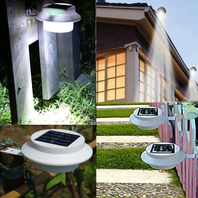 NEW IP4 Outdoor Lighting Solar lamp Powered 3 LED Wall Path Landscape
