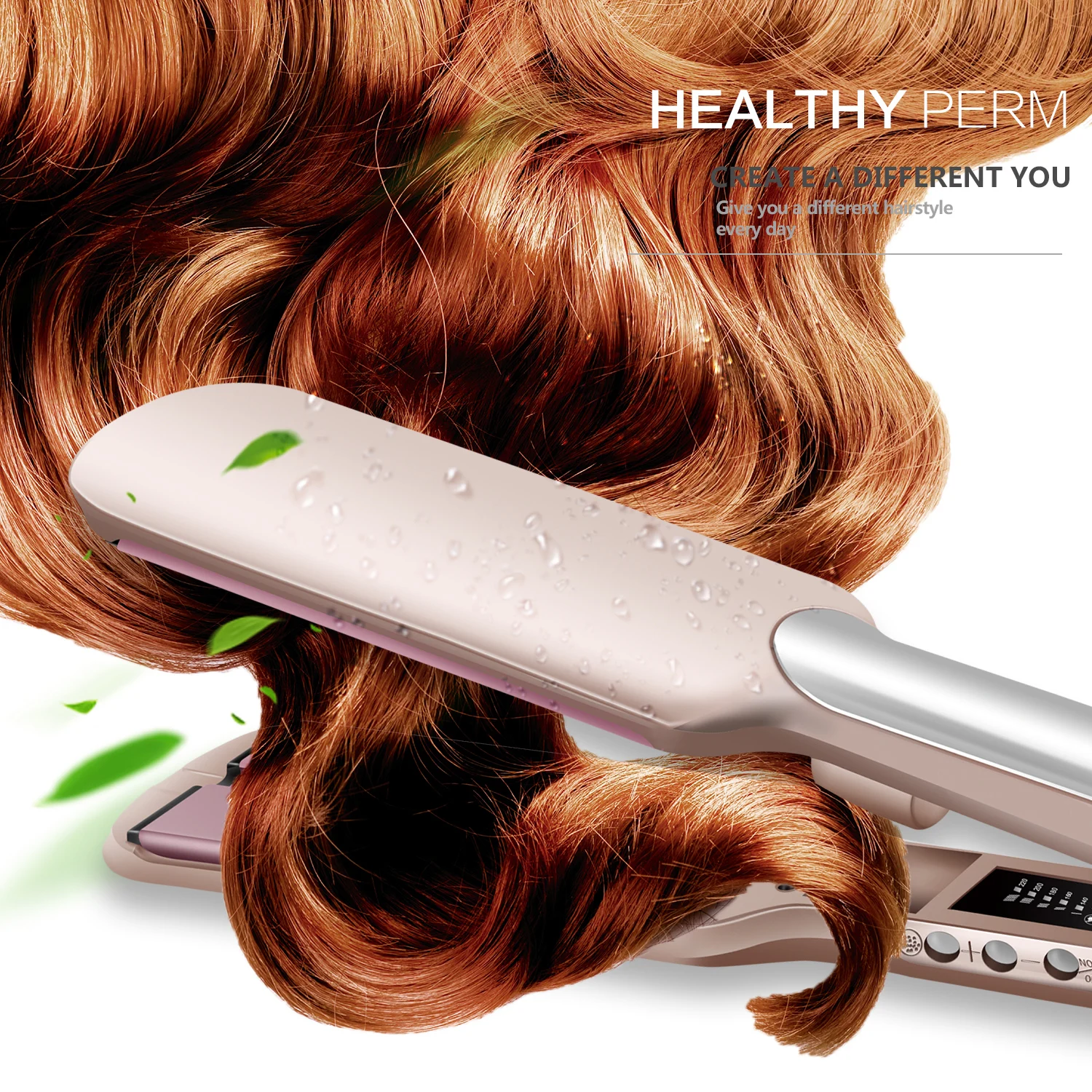 

Infrared Hair Straightening LED Display Flat Iron Women Professional Hair Straightener Curler 2 in 1 Styling Tools Curling Irons