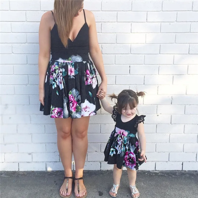 

2017 Summer Parents and Children Outfit family matching mother daughter set mom and daughter dress Mom And Kids outfits