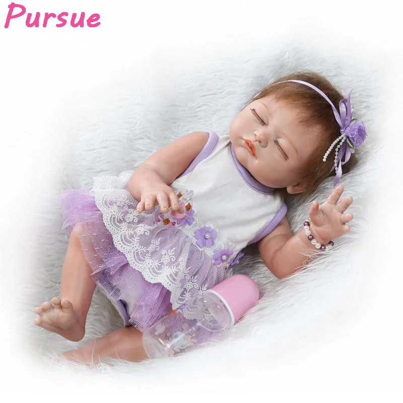 

Pursue 20"/50 cm Realistic Full Silicone Vinyl Reborn Babies Girl Body Doll Lifelike Bathe Play Dolls for Girl Sleeping Toy Gift