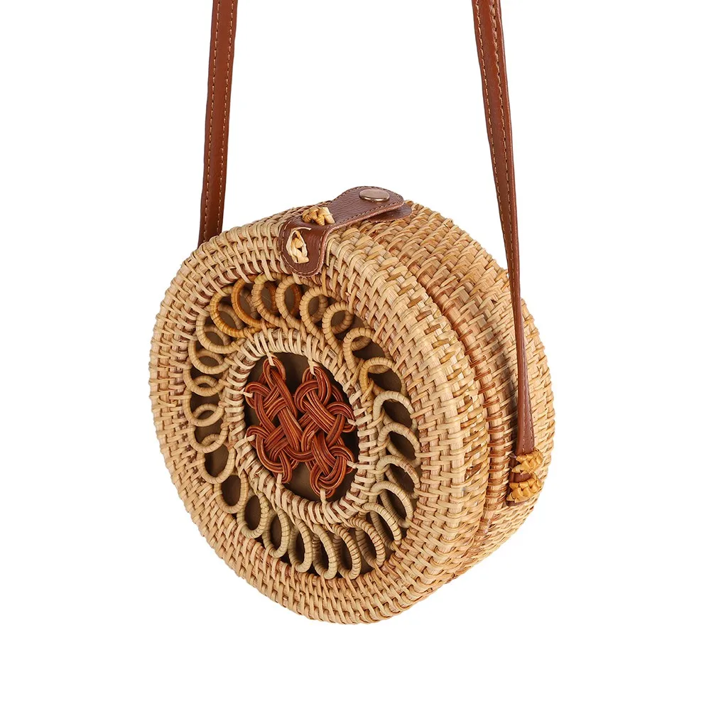 Женская соломенная сумка для хранения, летняя бамбуковая сумка, сумка-тоут на плечо, многоцелевой органайзер для косметики - Цвет: V03