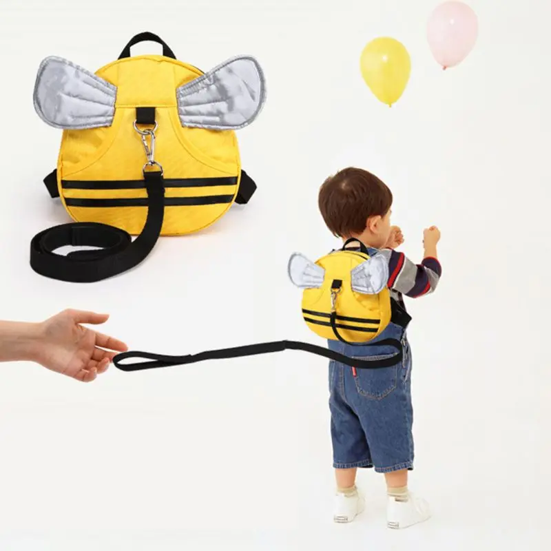 

2019 Baby Walking Safety Backpack Anti-lost Toddler Child Backpack with Safety Leash Bee Backpack with Wings
