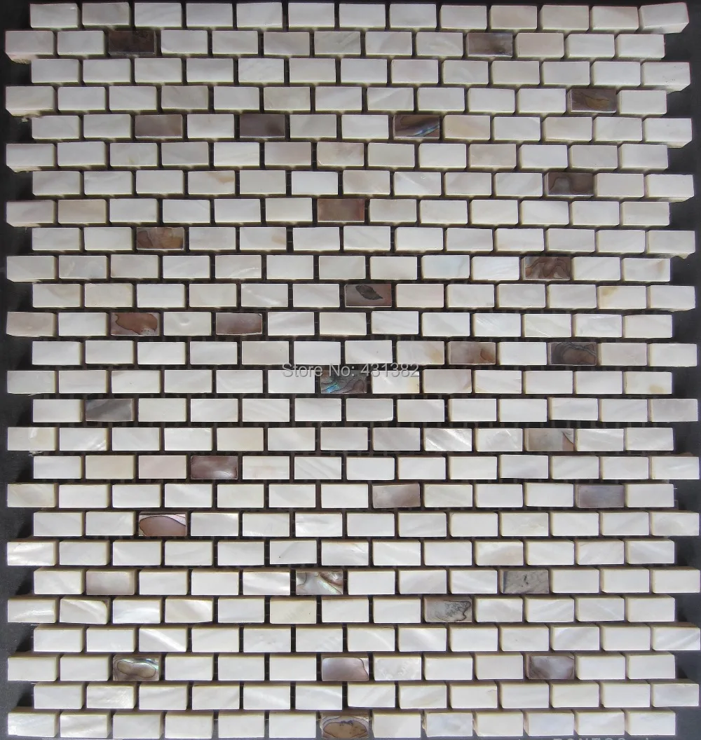 11pcs natural color mother of pearl shell tile shellmosaic wall tiles brick tile for interior decoration Free shipping