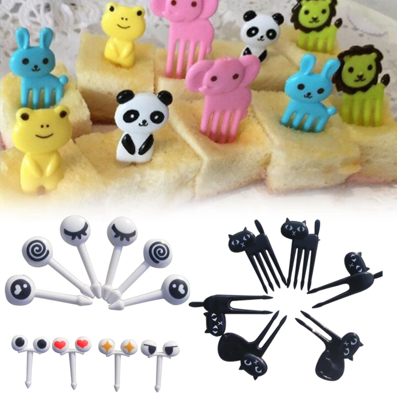 6/10Pcs Bento Cute Food Picks Forks Lunch Box Home Kitchen Supply Decor
