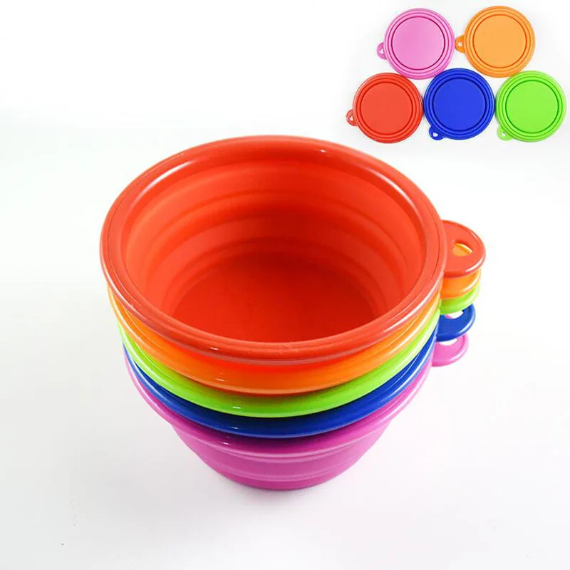 

2 Pcs Pet Cat dog Bowl Folding Collapsible Silicone Puppy Doggy Feeder Water Food Container Foldable