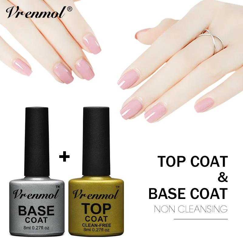 Vrenmol Nail Art Set 2pcs Top Base Coat Nail Primer Nail Polish No