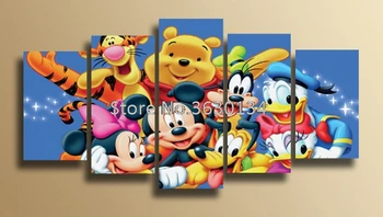 

New 5D DIY Diamond Painting Needlework Embroidery Cartoon 5Pcs Picture Cross Stitch Full Resin Rhinestone Home Decor Gift