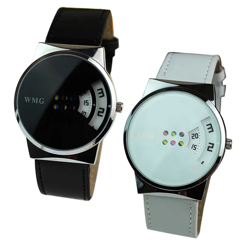 

2018 Newly Creative Colorful Carousel Scale Pu Leather Belt Ladies Man Watches Hot Dropshipping relogio masculino