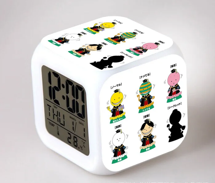 Японского Аниме убийство классе LED 7 цветов Flash Цифровой Будильники детский ночник Спальня часы Reloj Despertador - Цвет: 12