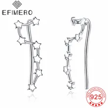 Звезда Серьги-перевертыши Настоящее серебро 925 проба ушные серьги-клаймберы простые серьги-кольца, модные ювелирные украшения для Для женщин Одежда для девочек