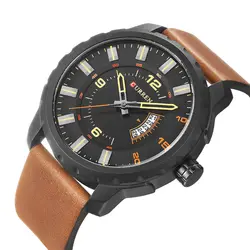 CURREN Военная Дизайн Черный Кварцевые часы коричневый кожаный Полный календарь Дисплей Для мужчин часы Relogio Masculino часы мужской