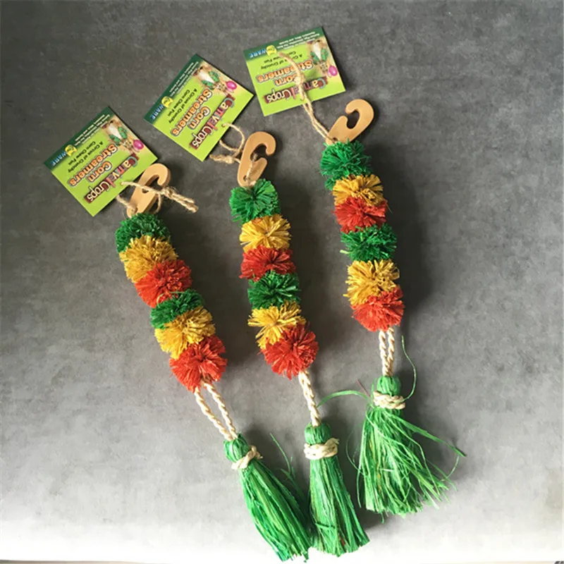 

Colorful Small Animal Toy Corn Leaf Toss Rabbit Guinea Pig Pull Corn Game leaf Rattle Hamster Suspension Chinchilla Hamster