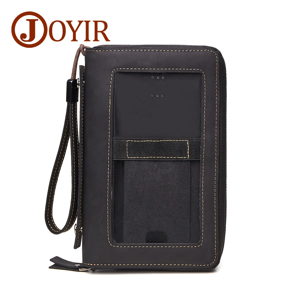 

JOYIR Genuine Leather Men Wallets Long Wallet Vintage Big Capacity Male Clutch Card Holder Cellphone Holder Zipper Coin Purse