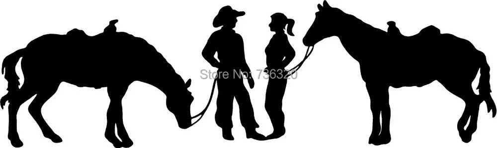 

COW BOY & WOMAN WITH HORSES WALL ART VINYL DECAL Mural Art wall decor Romoveable Home decoration
