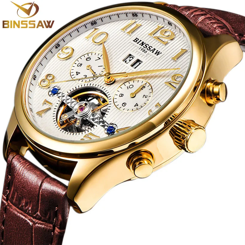BINSSAW топовые брендовые Роскошные мужские часы Tourbillon автоматические механические