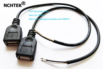 

NCHTEK USB2.0 Female Lead Cord, USB Female Plug 2 Wire/2pin Power Connector Cable About 30CM/Free Shipping/50PCS