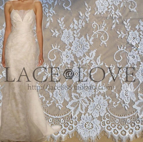 3 M / Lot francouzské řasy krajky tkanina 150 cm bílá černá diy nádherné krajky výšivky oblečení svatební šaty doplňkyYN298