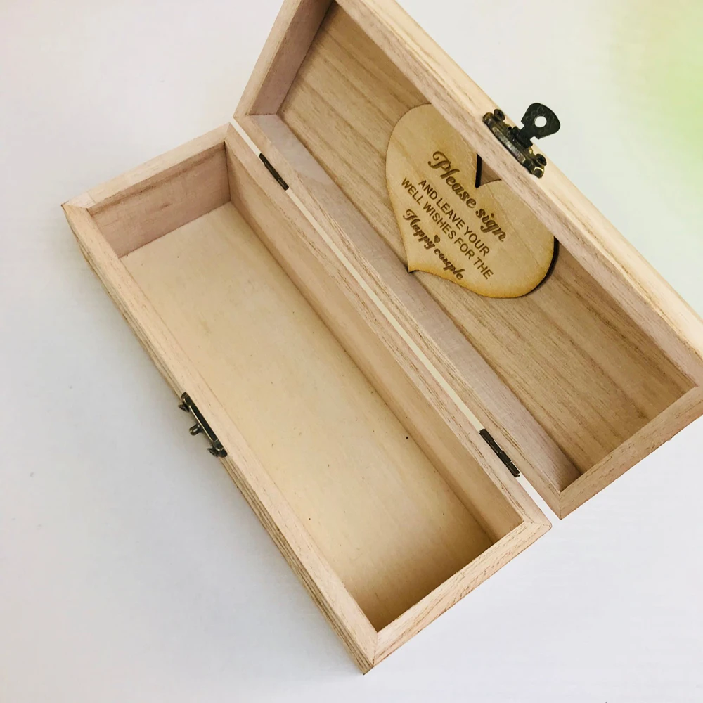Personalized Wedding guest book with hearts,Custom name and date Wooden Keepsake box,rustic engrave wedding guest book