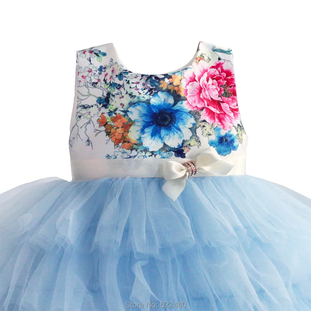 С цветочным принтом пышные Платье в цветочек для девочек милые маленькие девочки Театрализованное кекс платье дети специальный Нарядное