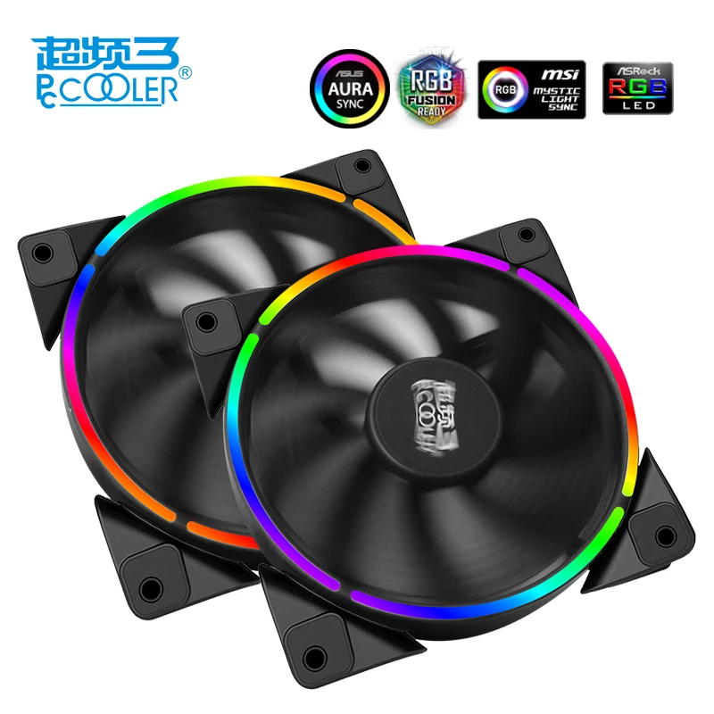 PcCooler 12 سنتيمتر حالة مروحة هالو LED هالة RGB 4pin PWM هادئة دعوى ل وحدة المعالجة المركزية برودة مياه التبريد 120 ملليمتر الكمبيوتر التبريد PC مروحة 1 قط...