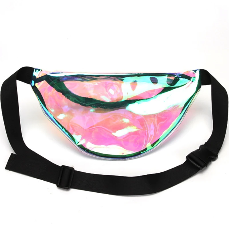 2018 New Iridescent Fanny Pack Women Waist Bag Shiny Belt Waist Pack Handbags Laser Purse Translucent Reflective Chest Waist Bag