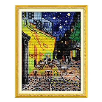 

Joy Sunday crossstitch kit Van Gogh coffee shop scenic DMC14CT 11CT cottonfabric baby room livingroom hotel painting wholesale