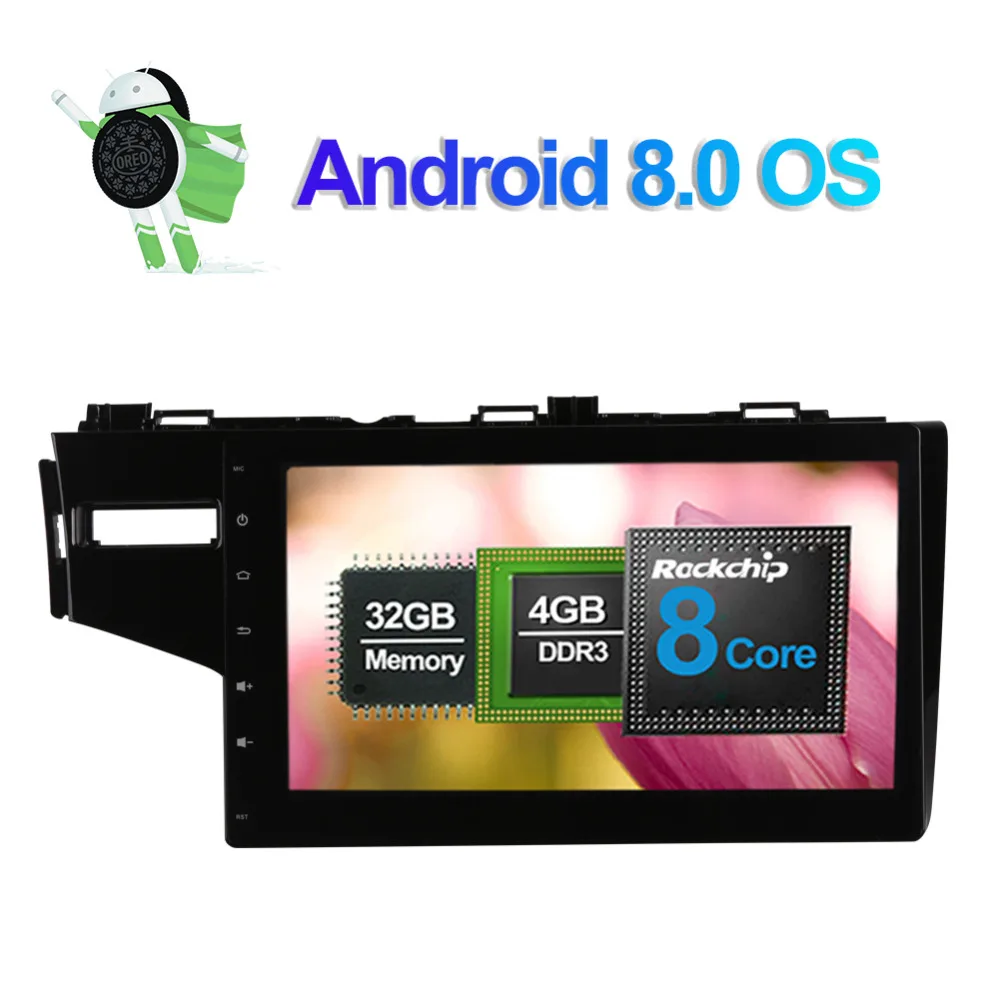 Cheap 10.1 Inch Android 8.0 Octa Core 4GB RAM IPS Screen Car Radio Stereo For Honda Fit/Jazz 2014- Left Hand Driving Video Player Wifi 3