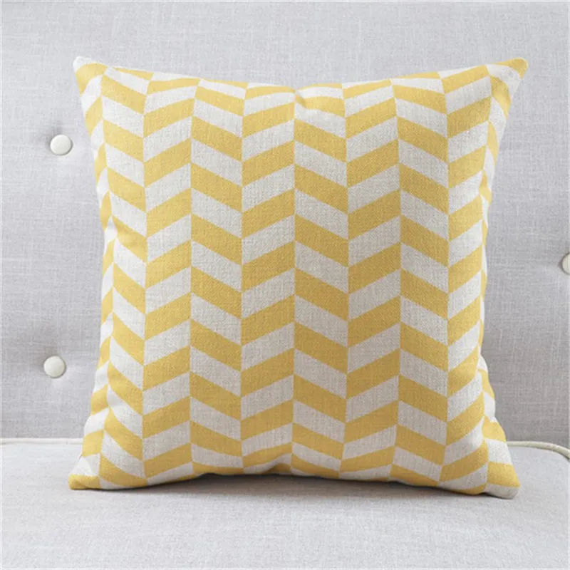 Nordico Textile Cushion Covers Linen Home Soft Seat Car DecorativeCushion Yellow White Stripes Suit Geometric Style Pillowcase|Наволочка| |