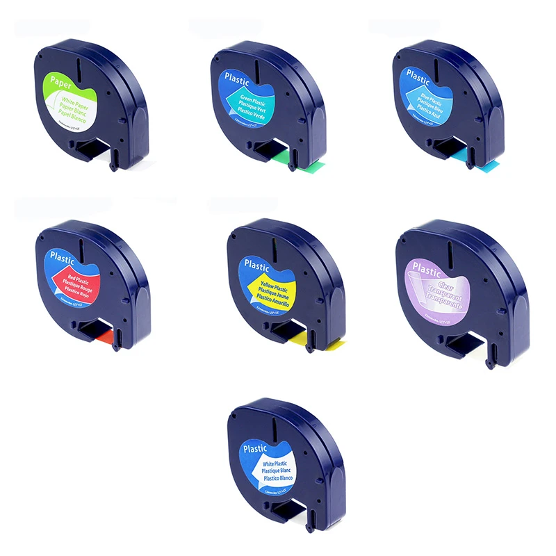 7 color Compatible for Dymo Letratag Tape 12mm 91330 16952 91331 91332  91333 91334 91335 Mixed colors Tape for Dymo LT Printer