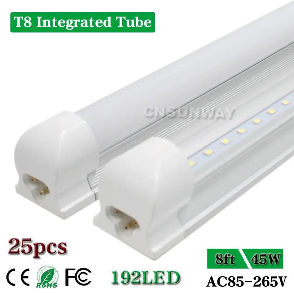 Prix Intégré T8 8 pied led néon 8ft 96 pouces lumière led Tubes refroidisseur porte ampoule luminaire garage boutique Fluorescent 45 W 25 pièces