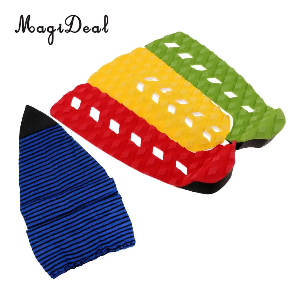 

MagiDeal 6' Surfboard Stretch Cover Sock Bag & 3 Non-slip EVA Traction Pad for Skimboarding Paddleboard