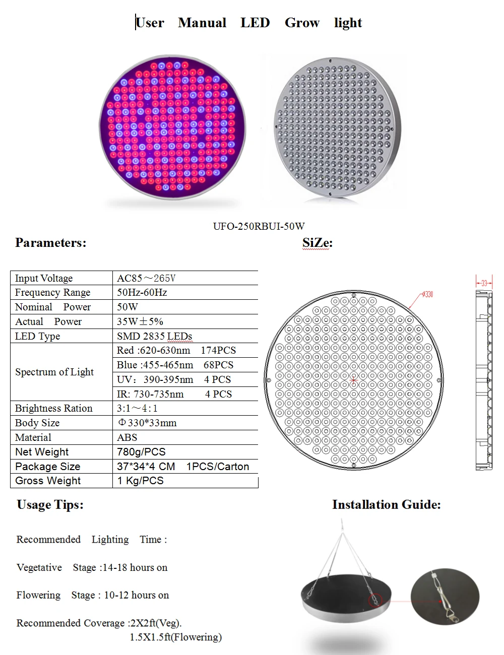 Фито Lamp50w полный спектр НЛО светодиодный светать 250 шт. светодиодный s Красный Синий AC110V 220 В 240 В 50 /60 Гц подвеской растет лампы светодиодный