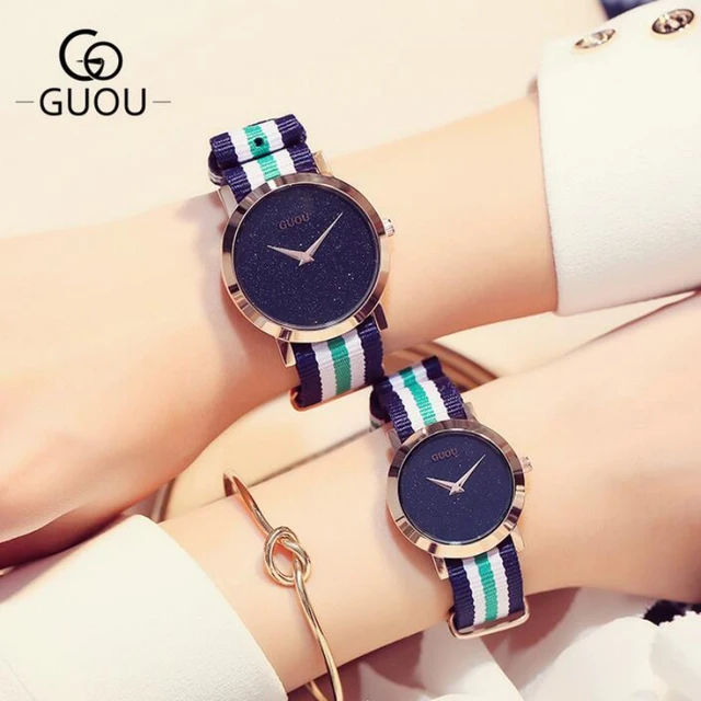 GUOU Brand Luxury Shiny Watch Men Women Watches Lovers Clock Nylon Strap Fashion GUOU Brand Luxury Shiny Watch Men Women Watches Lovers Clock Nylon Strap Fashion