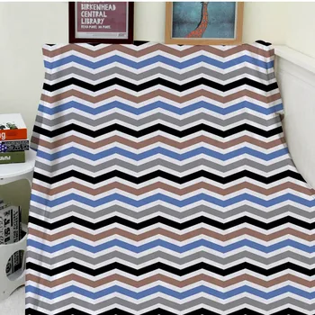 

Blankets Comfort Warmth Soft Cozy Air conditioning Easy Care Machine Wash Blue Chevron Grey