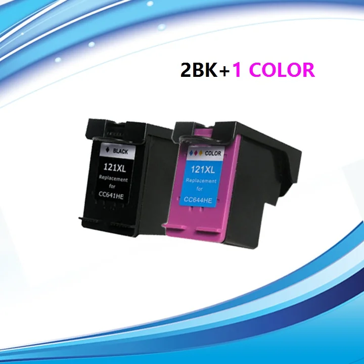 INK WAY 3PCS Remanufactured Cartridges for HP121 XL Black & Tri color CC641HE CC644HE ,large