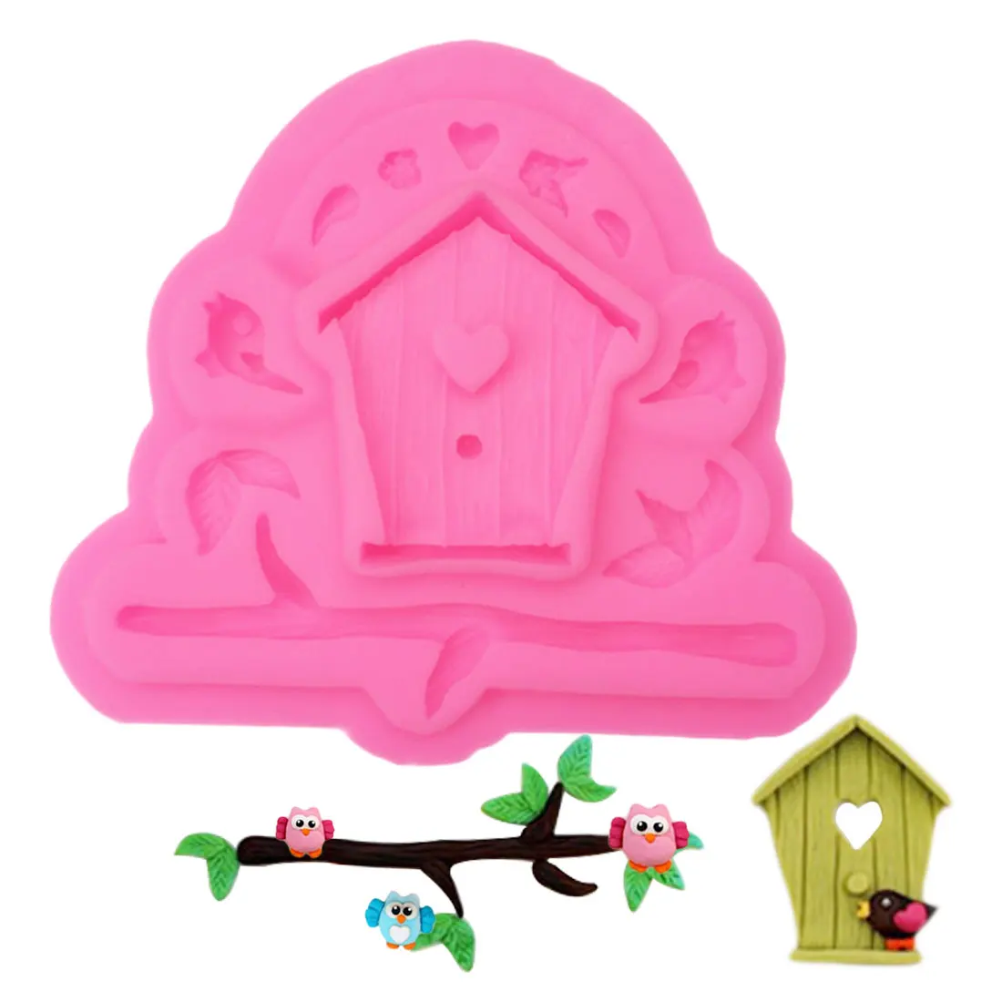 

Bird House Shape Silicone Mold Fondant Cake Mold Cupcake Decorating Tools Kitchen Baking Gum Paste Chocolate Candy Molds