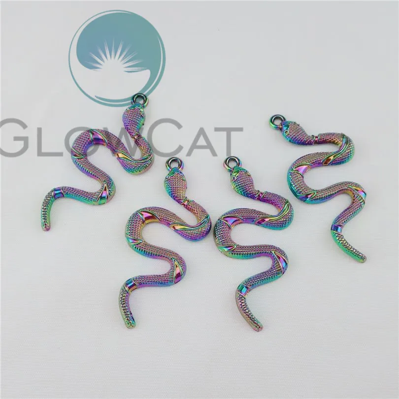 

30PCS Rainbow Steampunk Snake Pendant Charms for Handmade Necklace Pendant Unisex DIY Jewelry