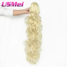 USMEI 32” Synthetic Ponytail Wowen Wavy 613# Claw Clip in PonyTail Hair Extension heat resistant fake hair pieces
