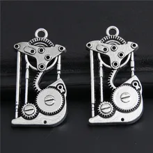 10 pçs metal steampunk encantos diy acessórios artesanais relógio & engrenagem pingente encantos para fazer jóias 32x18mm a3040