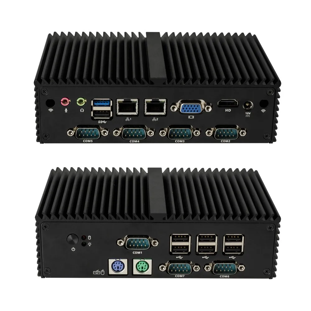 Qotom Mini Pc Q190X-PS2 Core J1900 4 ядра 7 RS232 PS2 dual Lan VGA 10 Вт низкая мощность WIN 10/ linux Безвентиляторный промышленный компьютер