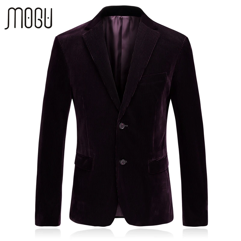 MOGU Men's Jacket Fashion Corduroy Casual Blazer 2017 Spring New