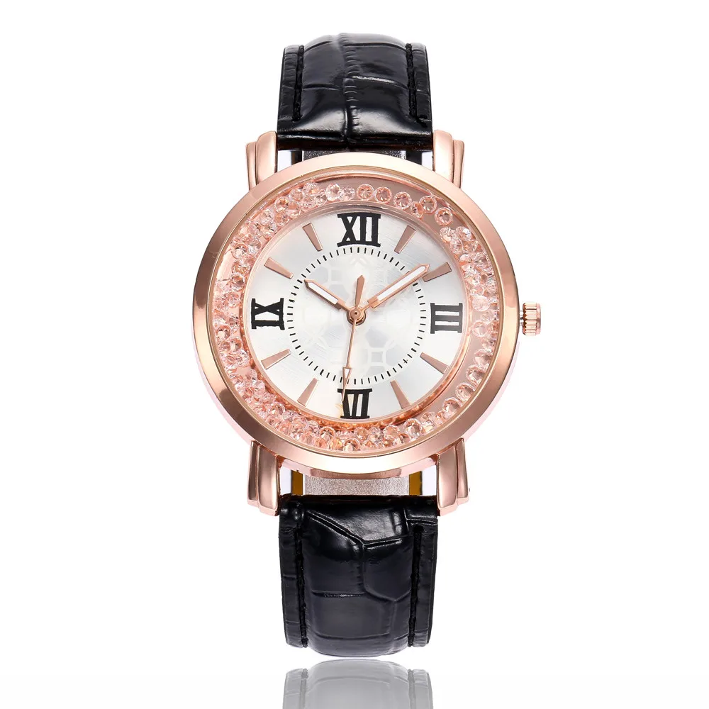 

donne Moda Leather Band Analog Quartz Round Wrist Watch Watches Armbanduhr Regarder