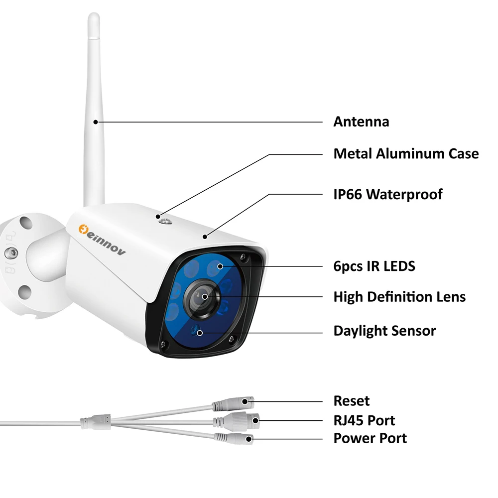 Einnov 1080P 2MP kamery monitorujące z kamerą IP Wifi zewnętrzna bezprzewodowa kamera bezpieczeństwa system cctv Aduio zestaw HD Camhi Einnov 1080P 2MP kamery monitorujące z kamerą IP Wifi zewnętrzna bezprzewodowa kamera bezpieczeństwa system cctv Aduio zestaw HD Camhi