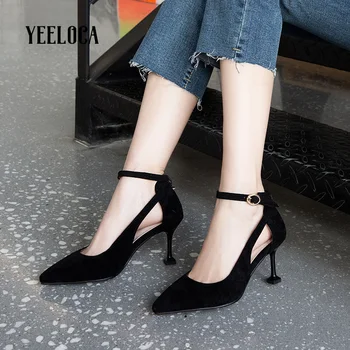 

YEELOCA 2019 sping autumn women shoes high heel sandals thin black heels buckle strap ladies heels pumps tacones mujer